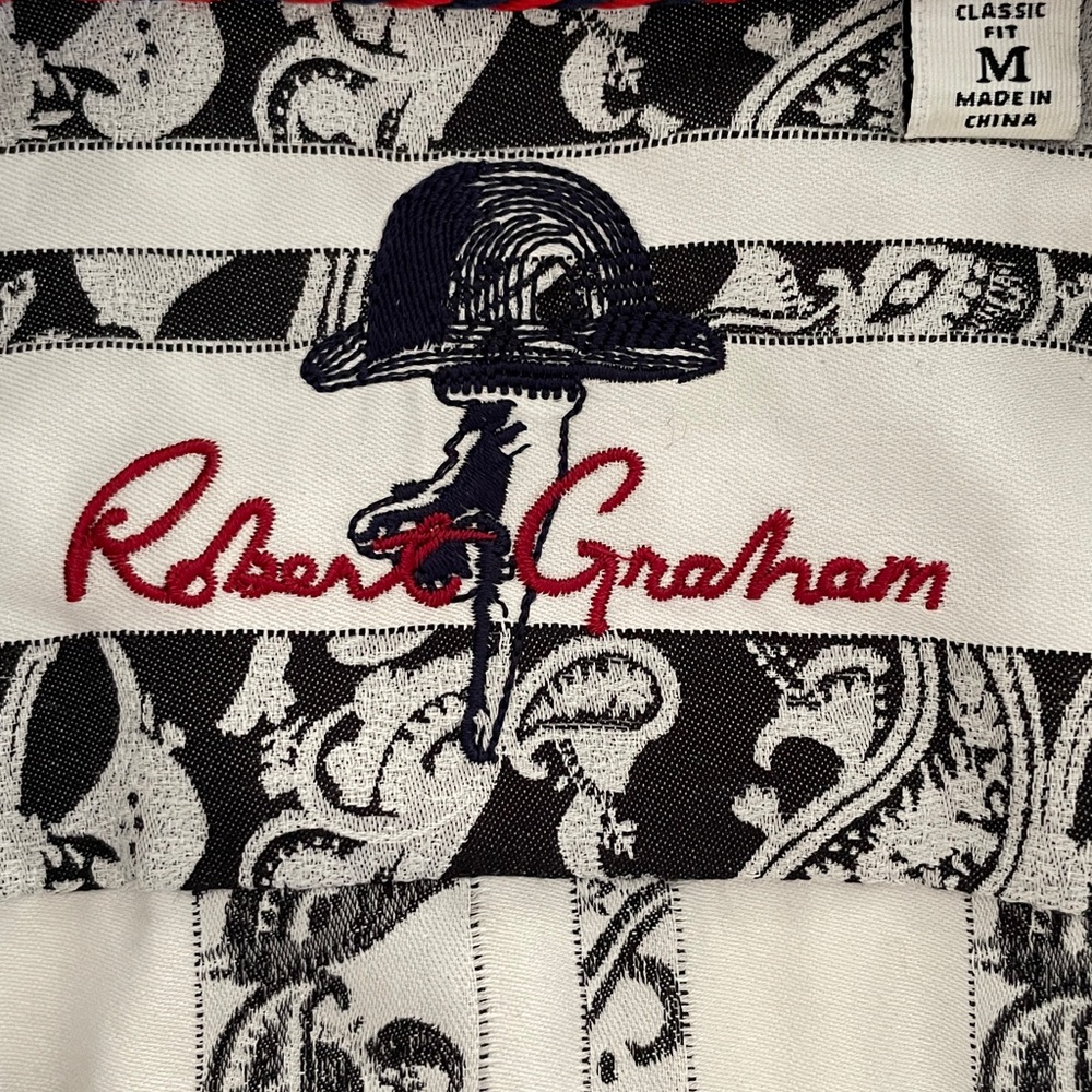 Robert Graham shirt paisley stripes M fitted classic fit - Picture 4 of 8